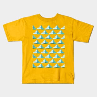 Paper Hats Pattern Blue Kids T-Shirt